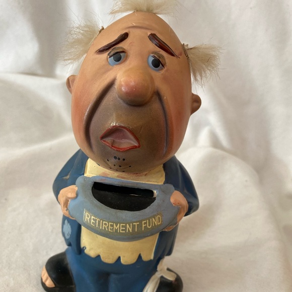 Vintage Piggy Bank Grandpa Retirement Fund Bank Ceramic - Picture 3 of 8